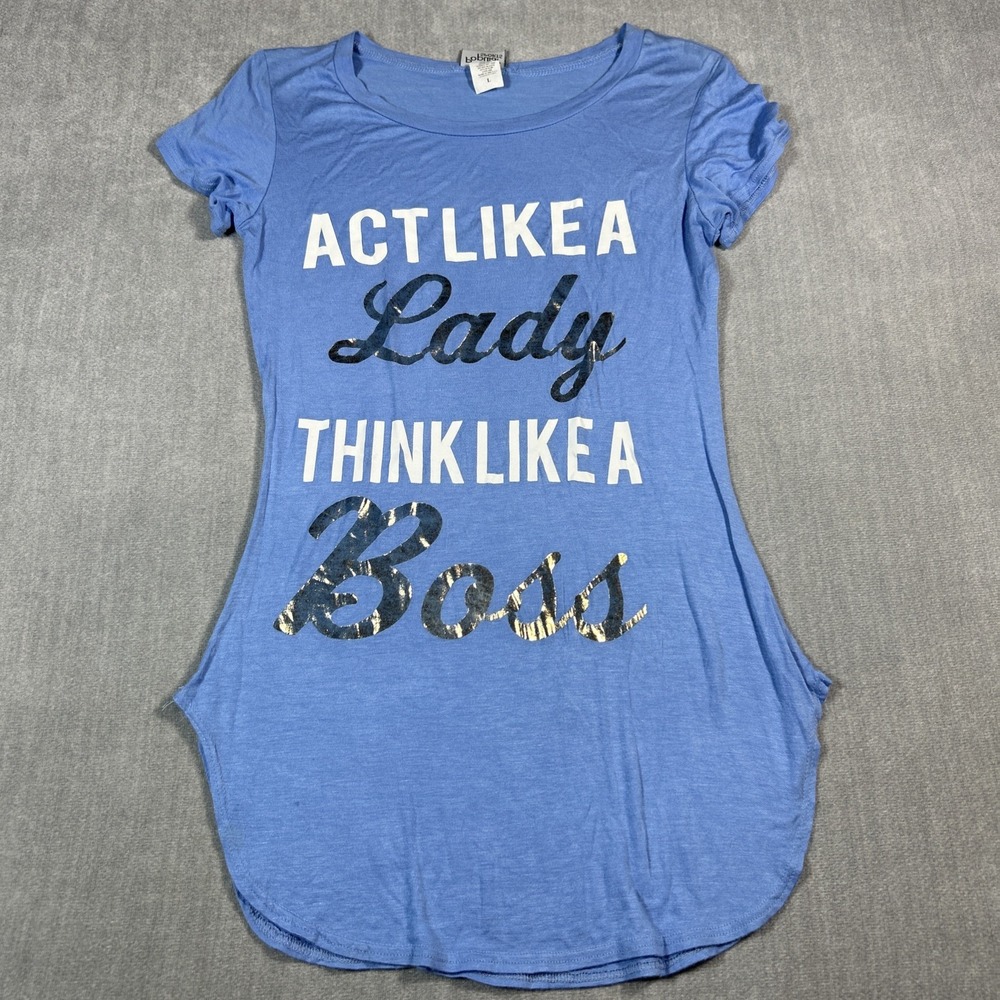 Popular Sports Boss Lady Graphic Tee Womens Large Blue Short Sleeve B-389